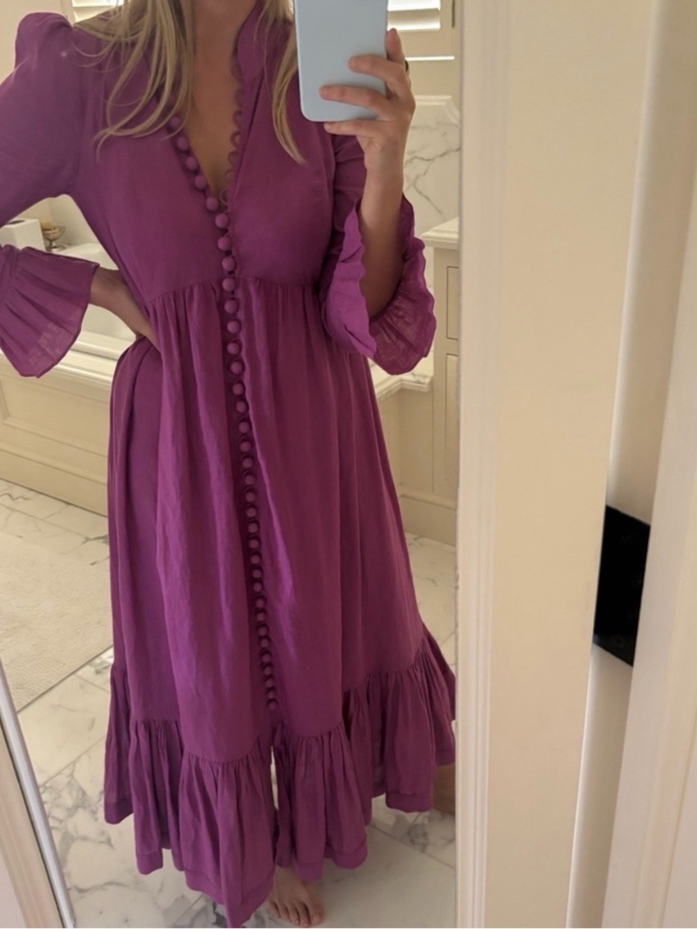 Purple Button-Front Maxi Dress - Brand